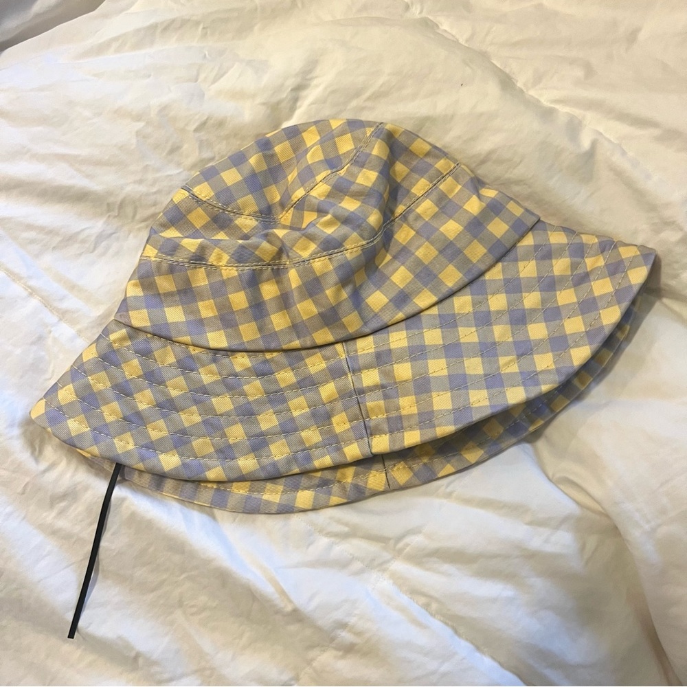 Find me now bucket hat/ purple yellow gingham